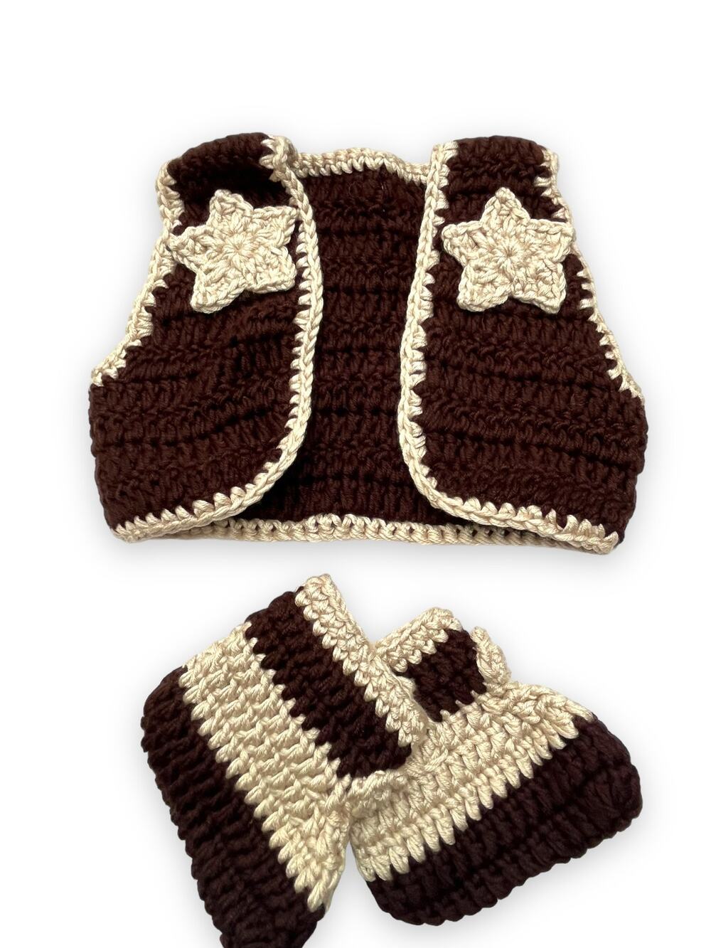 Newborn Baby COWBOY Knitted Photo Shoot Prop | Vest & Boots infant set